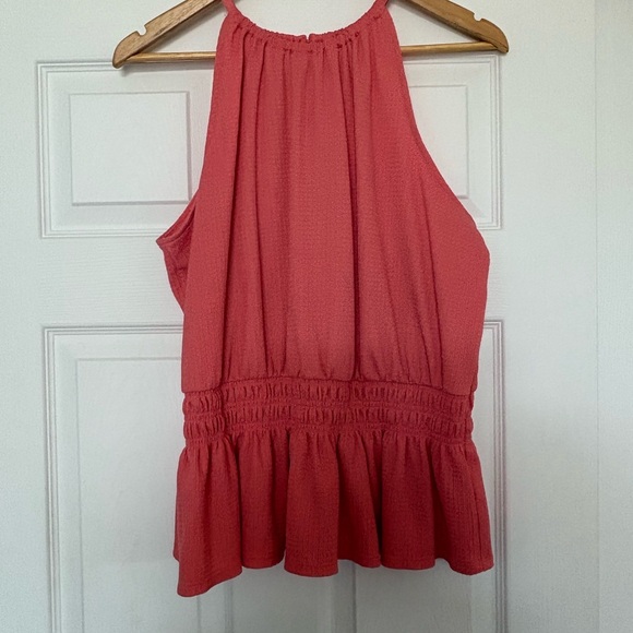 Nine West Coral Smocked Peplum Tank Top - Picture 1 of 5